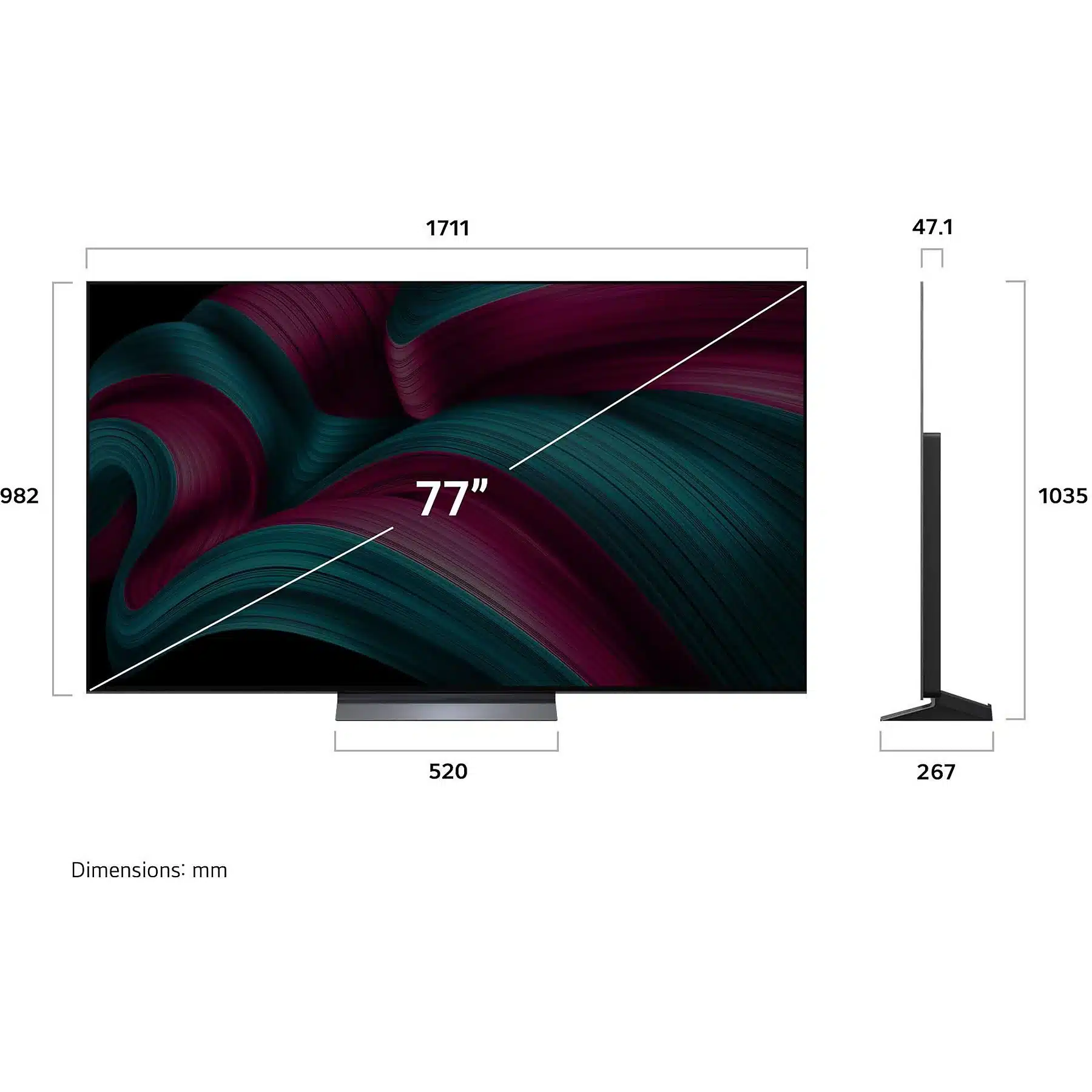 LG OLED77C57LA OLED evo TV (plat, 77 inch / 195 cm, OLED 4K, SMART TV) - obrazek 5