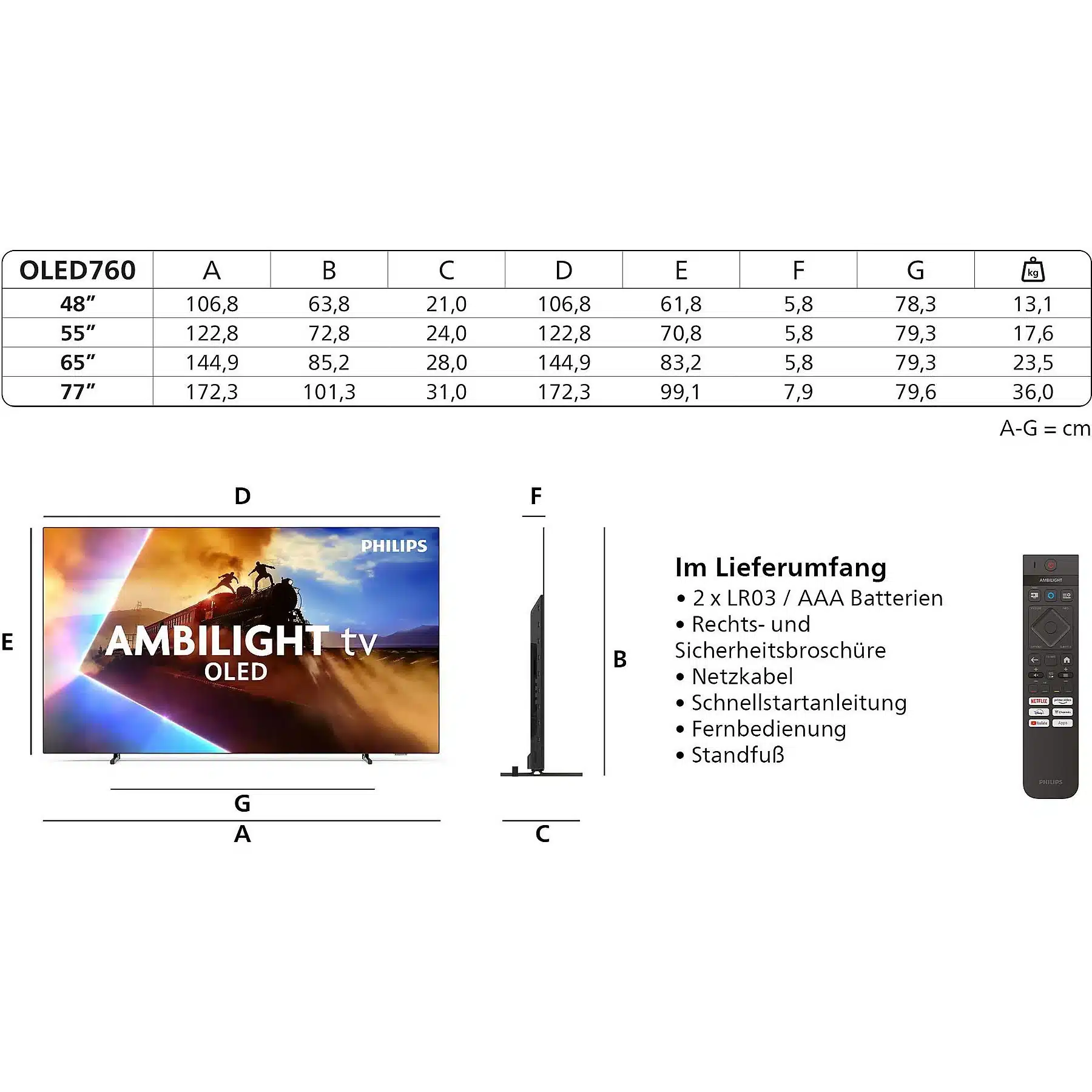 PHILIPS 55OLED760/12 OLED Ambilight TV (piatto, 55 Zoll / 139 cm, UHD 4K, SMART TV, Ambilight) - obrazek 9