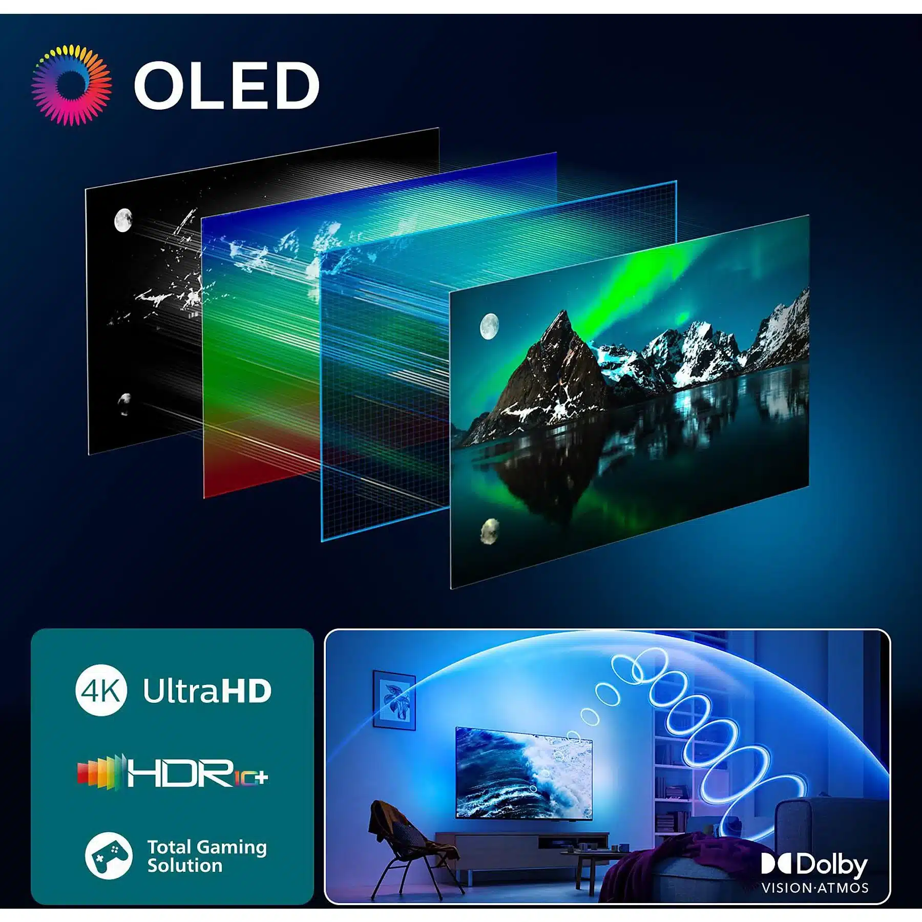 PHILIPS 55OLED760/12 OLED Ambilight TV (piatto, 55 Zoll / 139 cm, UHD 4K, SMART TV, Ambilight) - obrazek 2