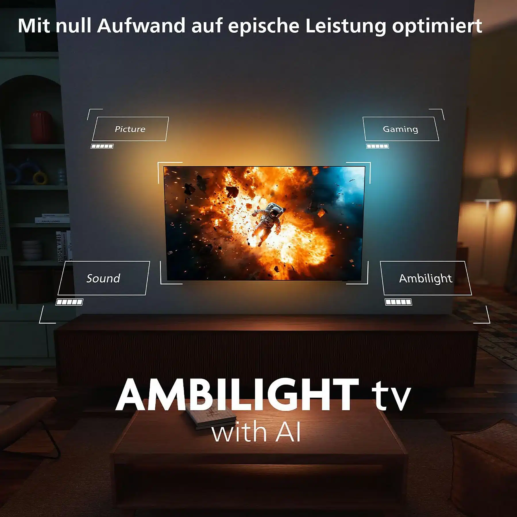 PHILIPS 55OLED760/12 OLED Ambilight TV (piatto, 55 Zoll / 139 cm, UHD 4K, SMART TV, Ambilight) - obrazek 3